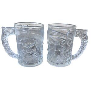 1995 Batman Forever McDonalds Glass Mugs Set 2 DC Comics Vintage